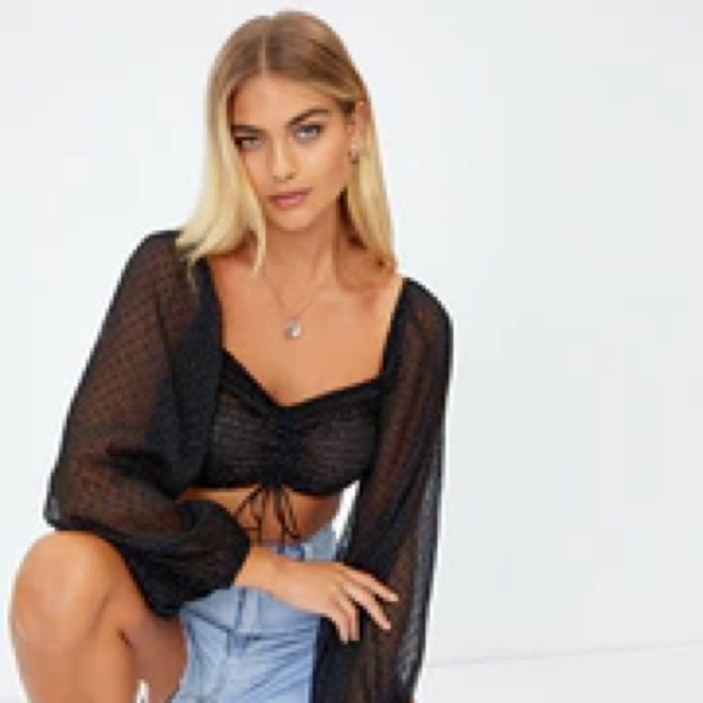 glassons black and white spot long sleeve top